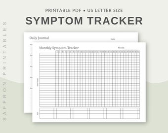 Monthly Symptom Tracker Printable PDF with Daily Journal Pages