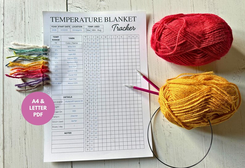 Temperature Blanket Tracker Printable for Knitting & Crochet | Yarn and ...