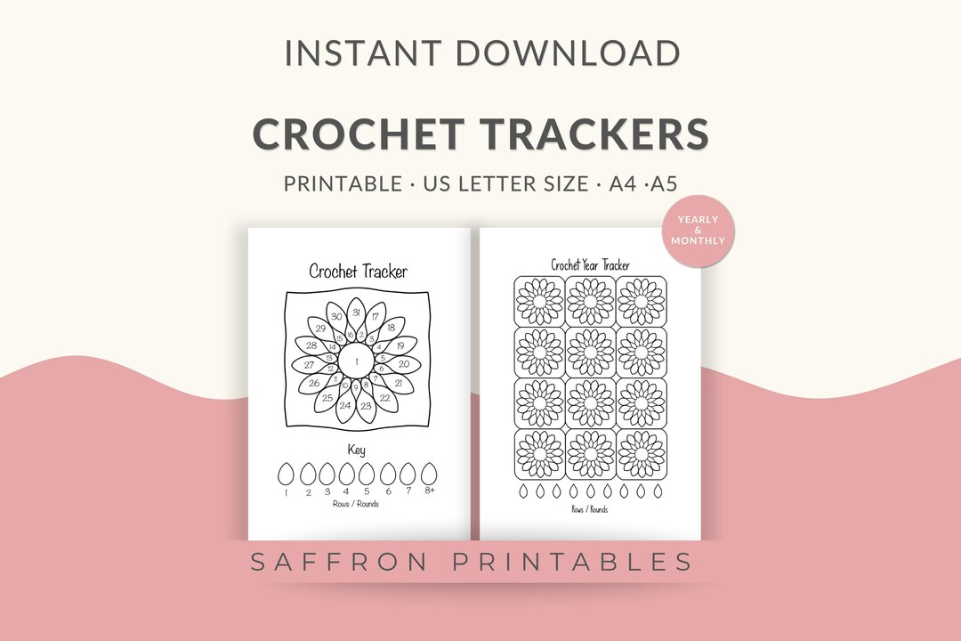 Crochet Tracker Printable Bundle: Yearly &amp; Monthly Habit Tracker (A4 A5 US Letter) (digital ...
