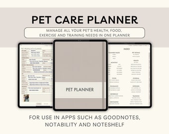 Digital Pet Planner, Dog Planner, Dog Training log, Pet Health Record, Pet Records, Puppy Planner, Dog Training Planner, Pet Organizer