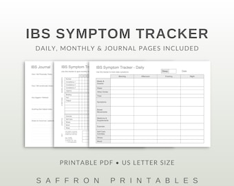 Registro imprimible de síntomas del SII: Diario diario y mensual de salud intestinal (descarga en PDF)