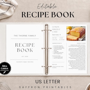 Plantilla editable para libro de recetas • Libro de cocina personalizado • Personalízalo en Canva