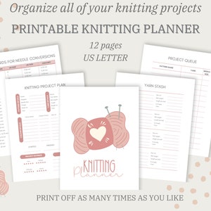 Printable Knitting Planner With Yarn Stash, Needle Stash, Project ...