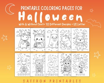 Halloween Coloring Pages for Kids • Cute Woodland Animals • Capybara, Sloth, Fox