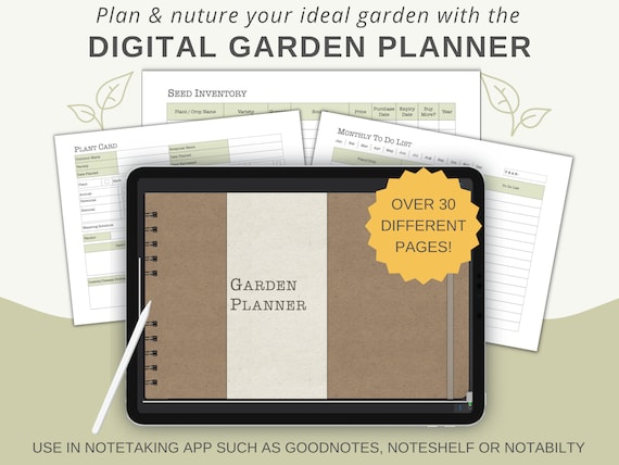 Digital Garden Planner for Goodnotes, Includes Garden Journal, Seed Tracker and Garden Plan Layouts