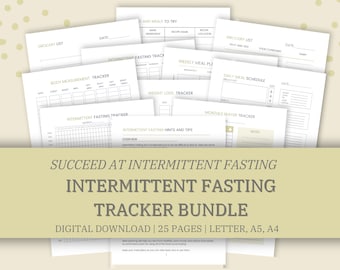 Intermittent Fasting Tracker Printable: Weekly, Monthly Logs (Digital Download)