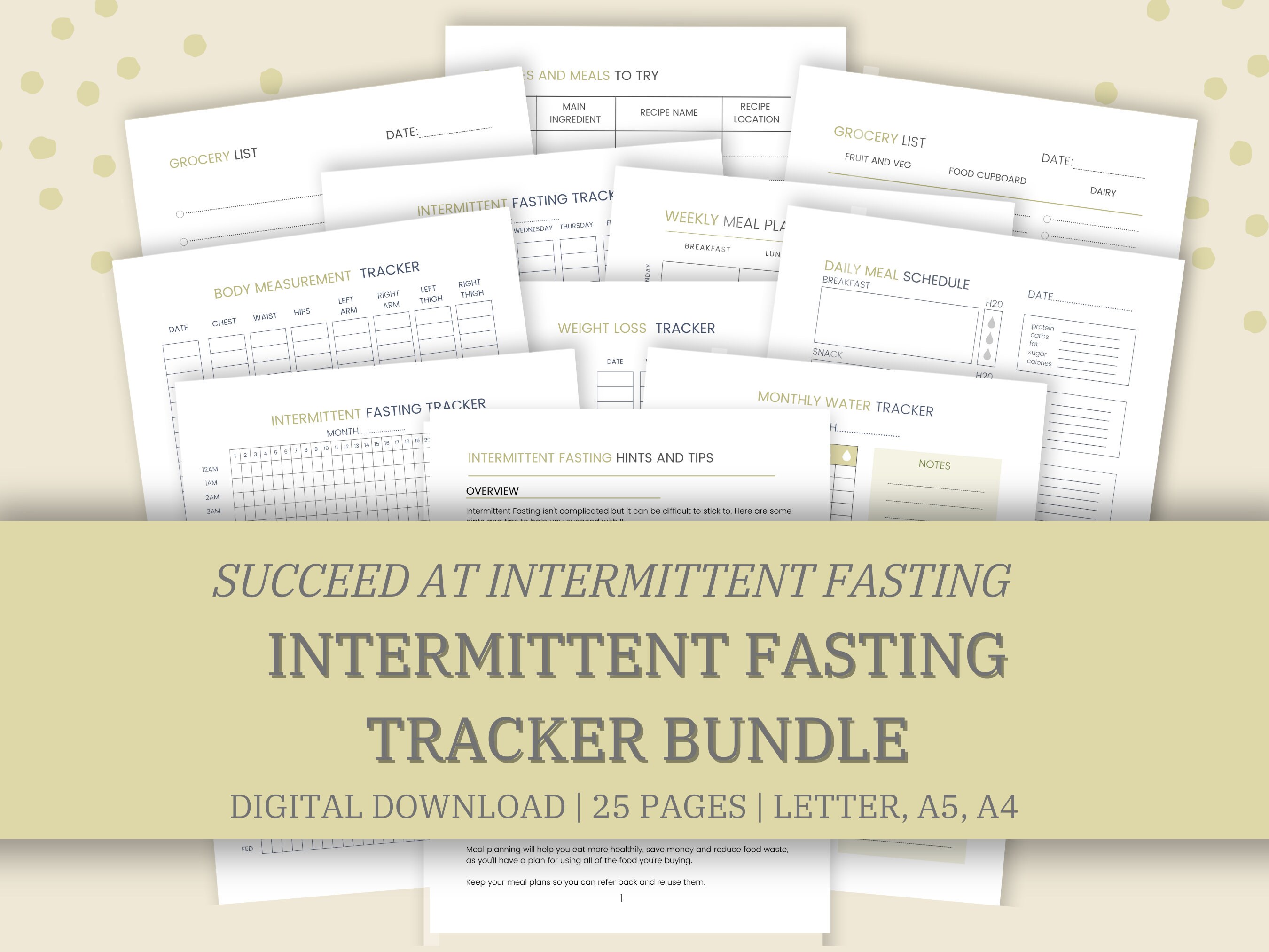 Intermittent Fasting Tracker Printable: Weekly, Monthly Logs (digital ...