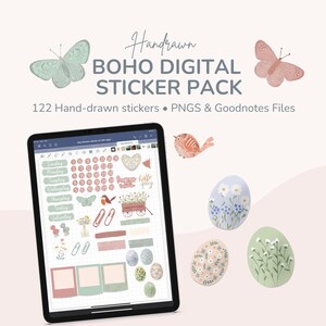Wiosenne naklejki Digital Planner: Easter Egg Goodnotes PNG