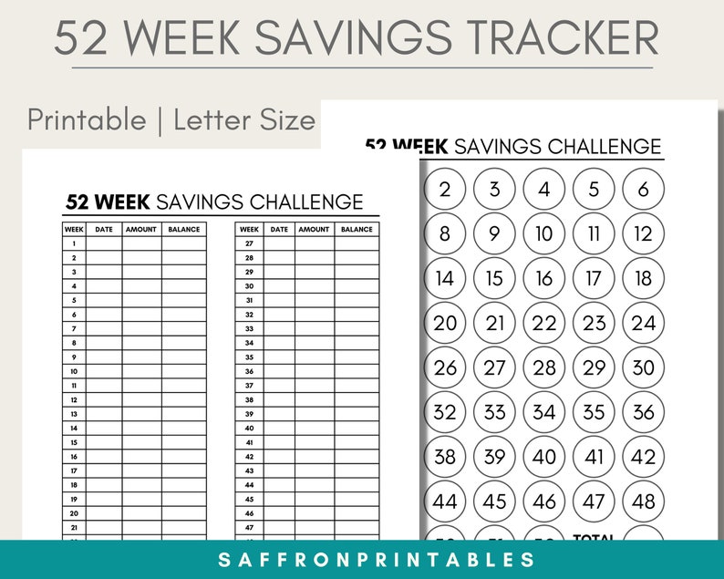 52 Weeks Savings Challenge Printable and 52 Weeks Savings Challenge ...