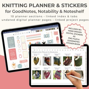 Digital Knitting Journal, Knitting Stickers, Knitting Planner, Goodnotes Knitting Notebook, Knitting Diary, Knitting Project Planner