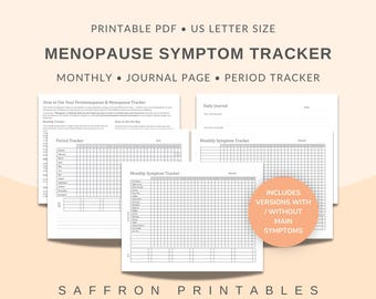 Menopause Symptom Tracker Printable PDF •  Perimenopause Period Tracker ( Digital Download )