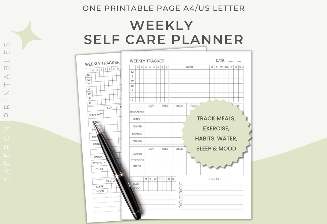 Weekly Self Care Planner Printable | Simple One Page to Do List, Habit ...