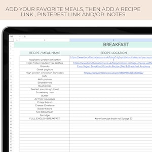 Weekly Meal Planner With Grocery List for Google Sheets (digital ...