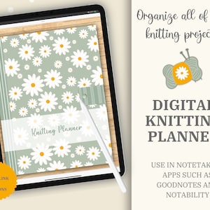 Digital Knitting Planner with Yarn Stash, Needle Stash, Project Planner, Knitting Journal. Use In GoodNotes, Notability Etc.