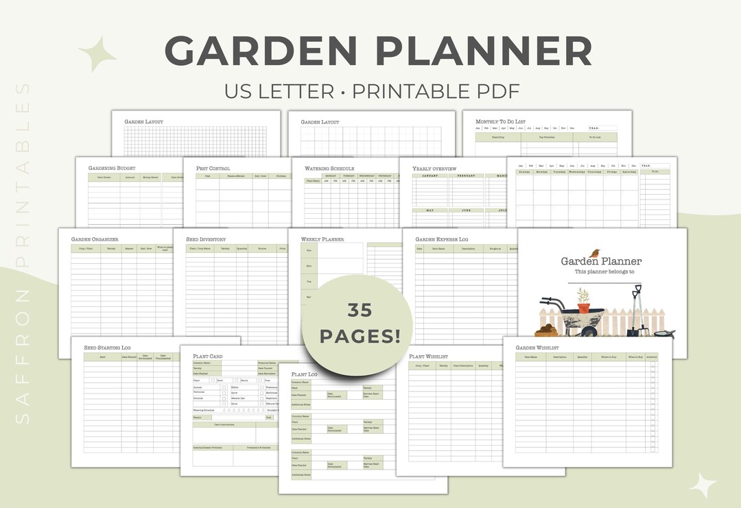 Garden Planner Printable | Vegetable & Flower Garden, Seed and Harvest ...