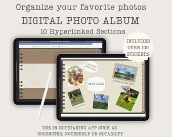 Digital Photo Album with Scrapbook Digital Stickers, Digital Scrapbook, Digital Memory Book, Digital Photo Journal, Goodnotes Memory Journal