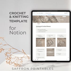 Digital Crochet and Knitting Journal Notion Template, includes Yarn Stash and Projects Planner Database