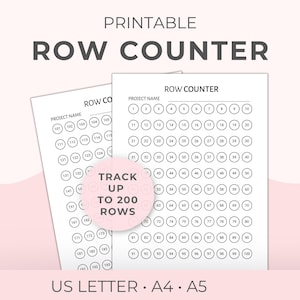 Stricken Reihenzähler druckbar, Crochet Project Tracker, Verfolgen Sie bis zu 200 Reihen