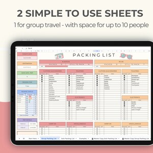 Travel Packing List for Google Sheets in Rainbow Colors. Editable ...