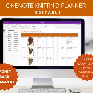 OneNote Digital Knitting Planner, Digital Knitting Project Planner, Knitting Journal, Editable OneNote Template, MAC, Windows, Desktop,