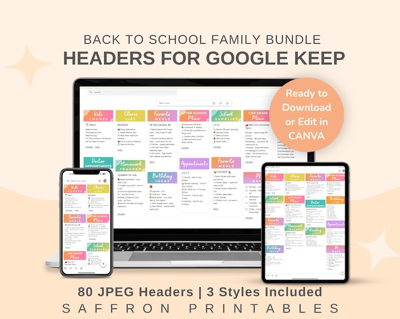 Custom Google Header Editable Headers for Google Keep – 80 Family Custom Headers in 3 ...