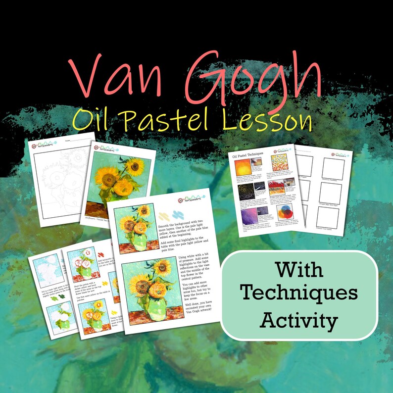 Van Gogh Sunflowers - Oil Pastel Art Lesson - Guided Step by Step With ...