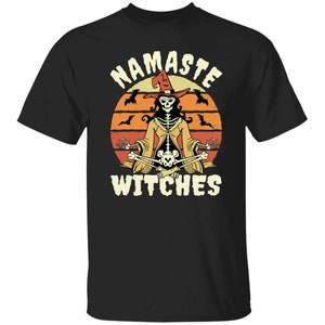 Shirt Namaste Heksen, grappig Namaste Shirt, T-shirt Skelet Heksen, Halloween Yoga Shirt, Shirt Namaste, Shirt Grappige Heksen Dames