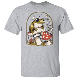 Kikker en paddestoel shirt, schattig kikker shirt, paddestoel shirt, kikker T-shirt, grappige dieren shirt, pad shirt, Cottagecore kikker minnaar cadeau