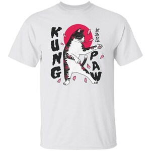 Kung Paw Karate Shirt, Cat Kitten Kung Fu Shirt, Kung Fu Catzilla Paw Cat Shirt, Kitten Pet T-Shirt, Cat Lover Retro Shirt, Vintage T-Shirt
