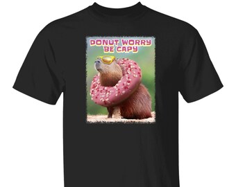 Koszulka Don't Worry Be Capy, Koszulka Donut Worry, Koszulka Retro Capybara Prezent, Koszulka Animal Lover, Koszulka Capybara Vintage, Zabawna Koszulka Capybara