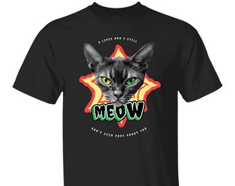 Grunge Cats Meow Shirt, Cat Grim Reaper Shirt, Funny Black Cat Shirt, Shirts For Women Men, Don't Care Shirts, Hilarious Cat Tee