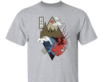 Four Elements T-Shirt, Ancient Greeks Fire Water Earth Wind Nature Symbols Shirts, Philosophy Shirt, Natural Elements Shirt