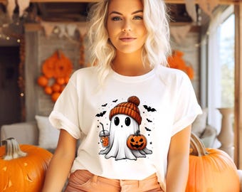 Cute Ghost T Shirt, Halloween Shirt, Fall Season Tee, Unisex Tee, Halloween Party Shirt, Spooky Ghost Shirt