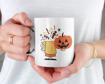 ハロウィンコーヒーマグ、パンプキンヘッドフラットハロウィンコーヒーマグ、ハロウィンカップ、不気味なハロウィンシーズンマグ、ハロウィンの特別なギフト