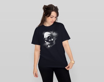Creepy Horror Skull T-Shirt, Spooky Skeleton Halloween Skull Shirt, Cool Halloween Shirt, Skull Print Skulls T-Shirts, Unisex Grafische T-shirts