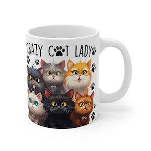 Crazy Cat Lady Coffee Mug 11oz - Cute & Funny Cat Lover Gift for Women, Ideal for Birthdays and Cat Themed Home Decor