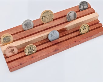 Challenge Coin Display Holder: Firefighter, First Responder Appreciation Gift Case for EMT, Police & Military, Cedar Rack Wooden