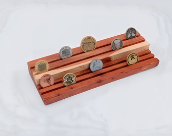 Military Challenge Coin Display Holder: Firefighter, First Responder Appreciation Gift Case for EMT, Police & Military, Cedar Rack Wooden
