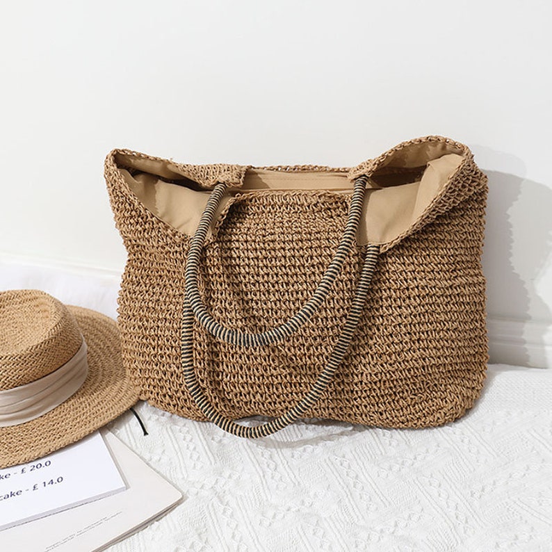 Trendy Underarm Bag, Straw Tote Bag, Beach Bag, Bali Bag, Woven Shoulder Bag, Vacation Bag, Summer Bag, Braid Bag, Travel Bag, Shopping Bag zdjęcie 6