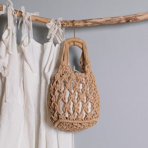 Woven Net Mesh Straw Bag, Braid Bag, Wrist Bag, Cotton Rope Crochet Bag, Knitted Bag, Beach Bag, Hollow Out Bag with Drawstring Pocket