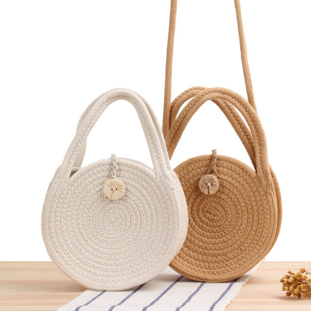 Round Cotton Rope Woven Bag Straw Bag Braid Bag Shoulder Etsy