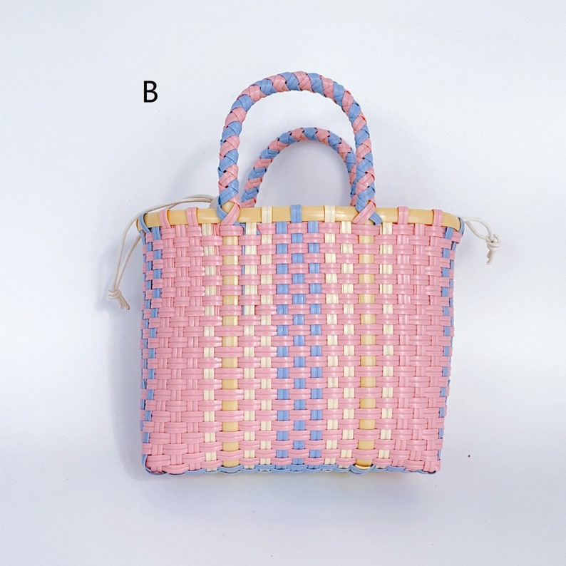 Recycled Plastic Bag Basket Straw Bag Woven Bag Braid Bag Etsy