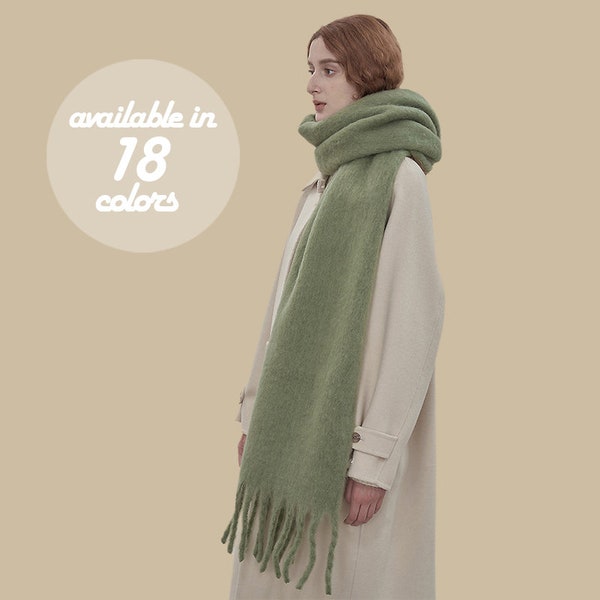 Bufanda de cachemira sintética, bufanda gruesa de dopamina, bufanda suave de invierno, bufanda de color macarrón, envoltura cálida para el cuello, ropa de cuello acogedora, bufandas de moda