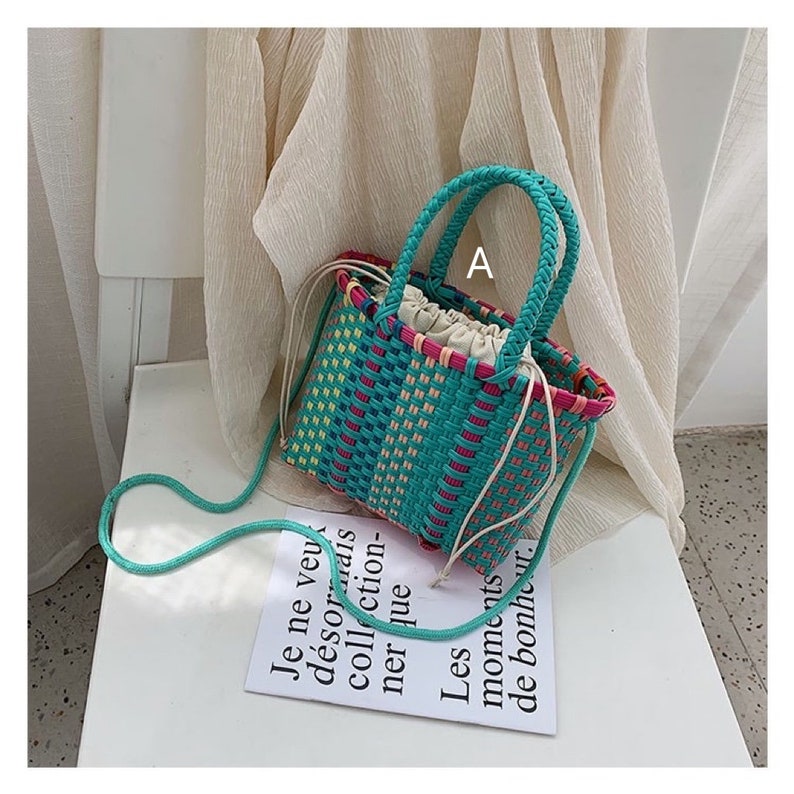 Recycled Plastic Bag Basket Straw Bag Woven Bag Braid Bag Etsy