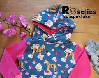 Hoodie mit Pferden pink Kapuzenpulli Mädchen Pferde Sweater Pferdemädchen