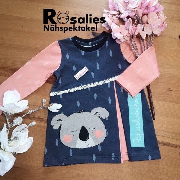 Kleid Tunika mit Spitze und süßem Koala Panel für Mädchen Sofortkauf Größe 80-86 und 86-92