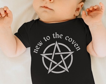 New To The Coven Goth Bodysuit, Goth Baby Clothes Witchy Baby Baby Ghoul Witch Baby Goth Baby Stuff Alternative Baby Clothes Mystical Baby