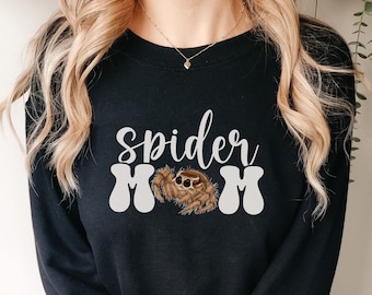 Spider Mom Sweatshirt, Cute Jumping Spider Mama Crewneck, Pet Spider Lover Gift For Women, Spood Mom, Arachnid, Arachnology, Arachnologist
