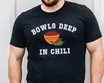 Bowls Deep In Chili Tee, This Is My Chili Cook Off Shirt, Funny Dad Joke Vegetable Tshirt, Food Lover Foodie Gift, Hot Pepper Lover T-Shirt