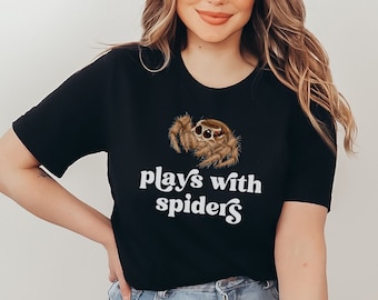 Plays With Spiders Shirt, Spider Mom Shirt, Cute Jumping Spider Mama Tee, Pet Spider Lover Gift For Women, Spood Mom, Arachnid, Arachnology